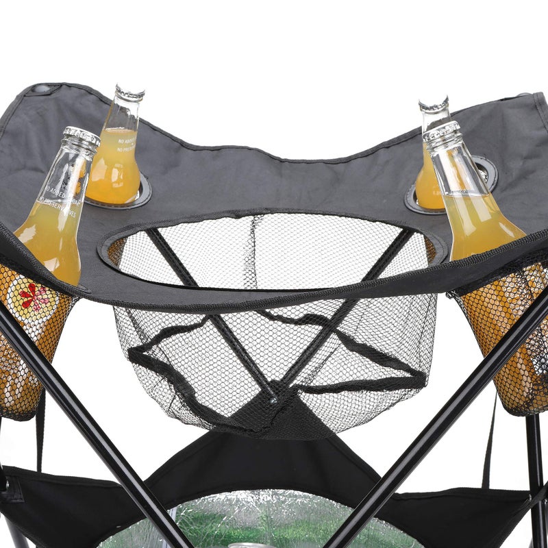 Mind Reader Folding Tailgate Table, Camping Gadgets, Tailgate Essentials, Portable Cooler, 23.25" L x 23.25" W x 24.5" H, Black - Image 2